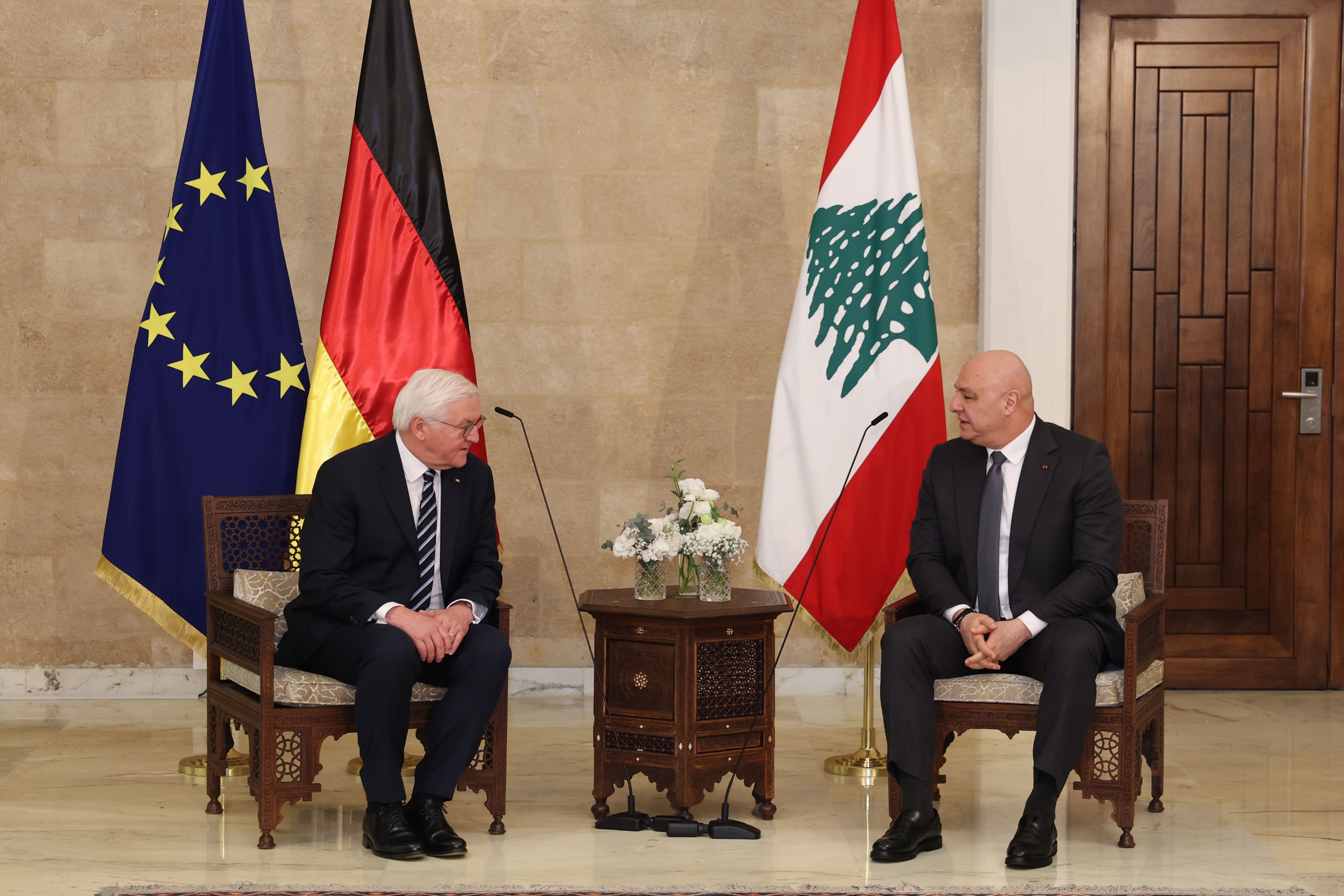 استقبال رئيس جمهورية ألمانيا الاتحادية Frank-Walter Steinmeier في القصر الجمهوري